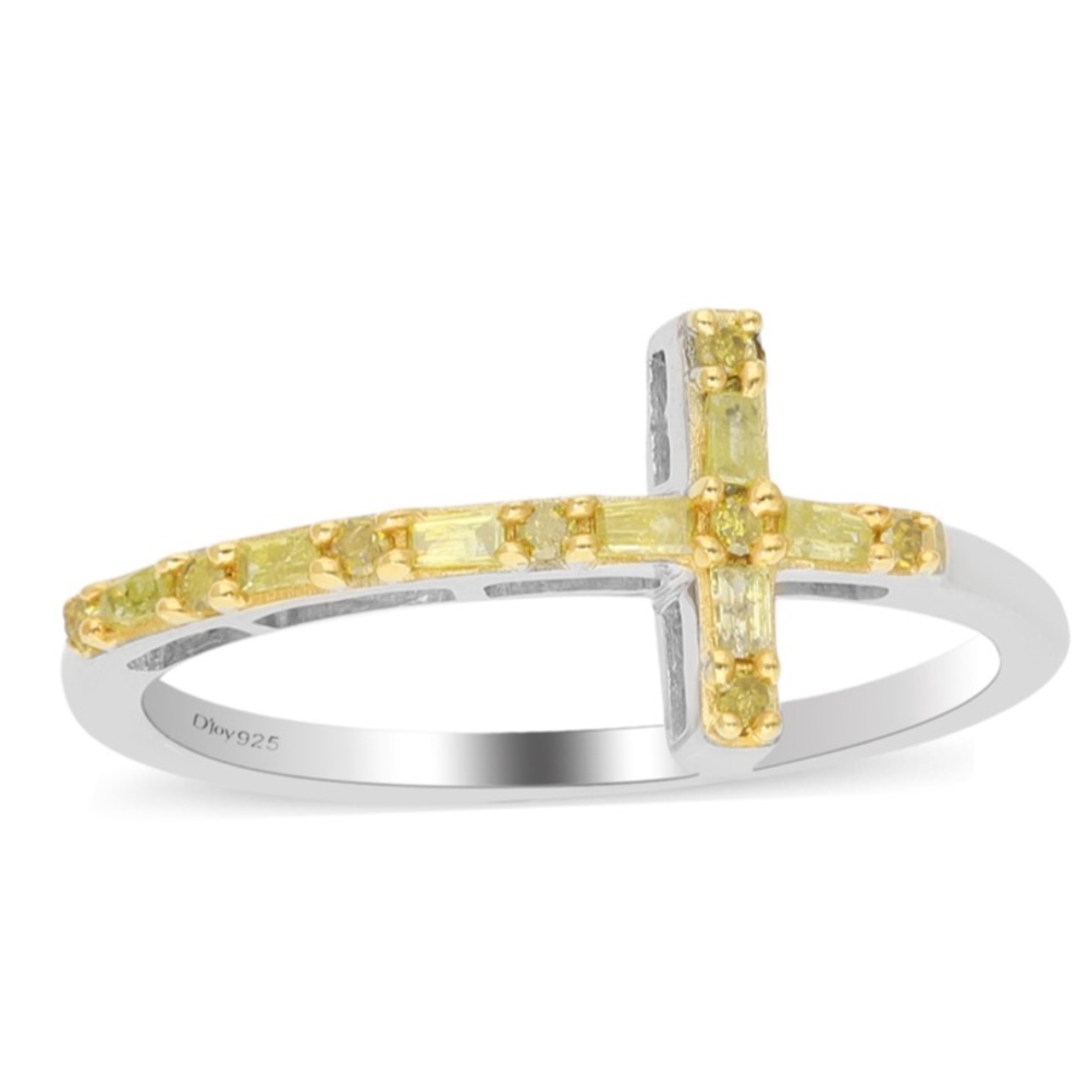 Yellow Diamond Cross Ring